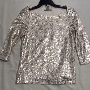 BANANA REPUBLIC GOLD&CREAM SHIMMER TOP NWOT 6